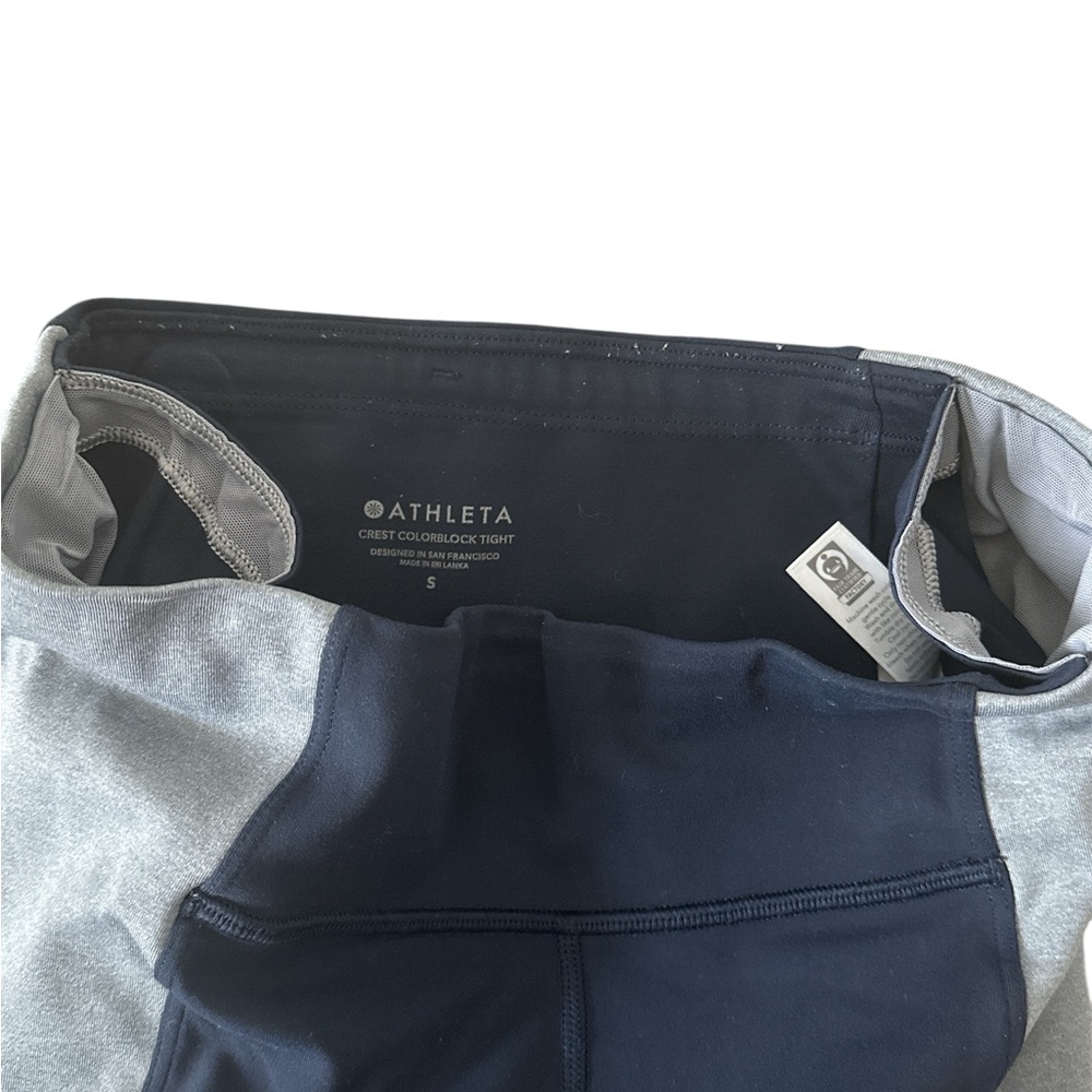 Athleta Crest Colorblock Tight Leggings |Navy Gray Orange | Size S - Picture 6 of 7